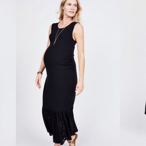 Noir black flair bottom dress with lace accent